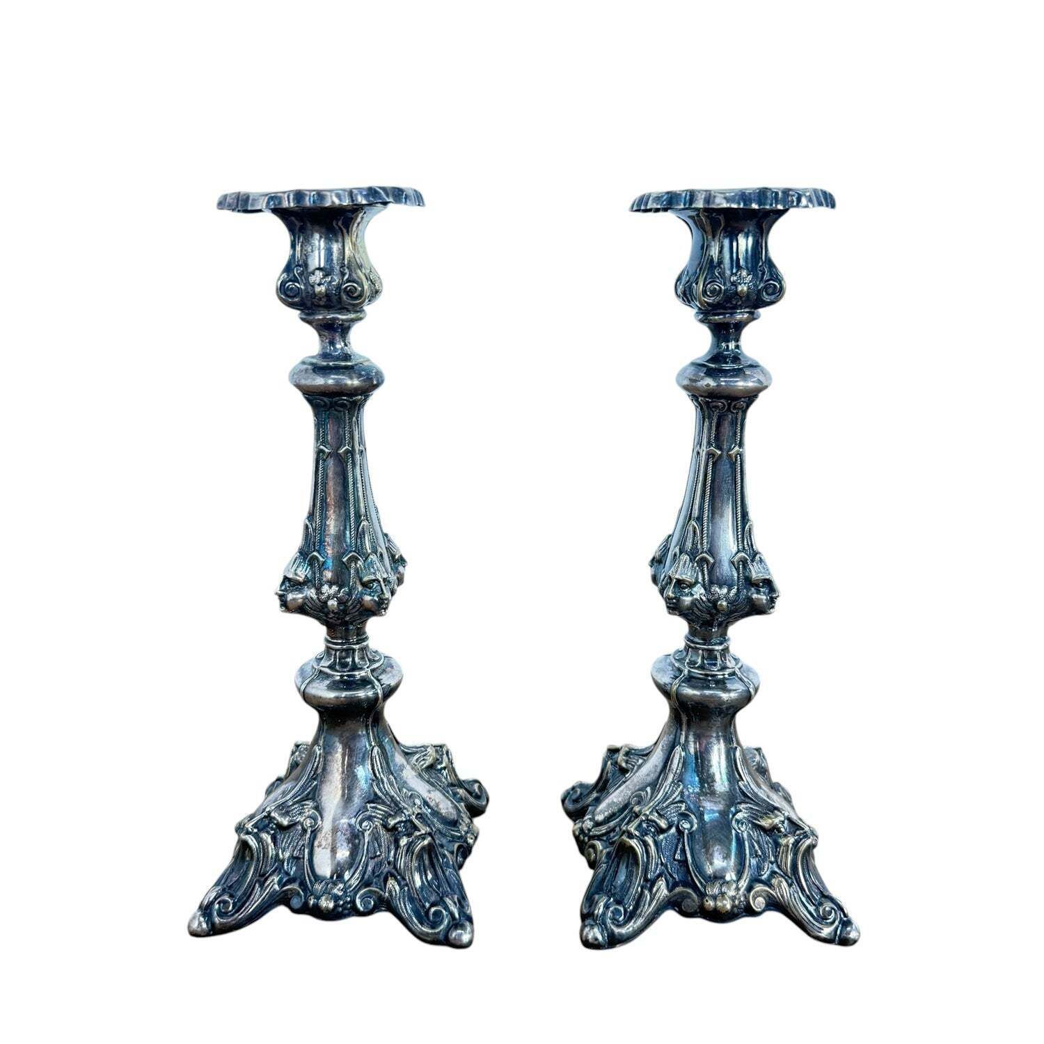 Paar Art Nouveau verzilverde kandelaars photo furniture