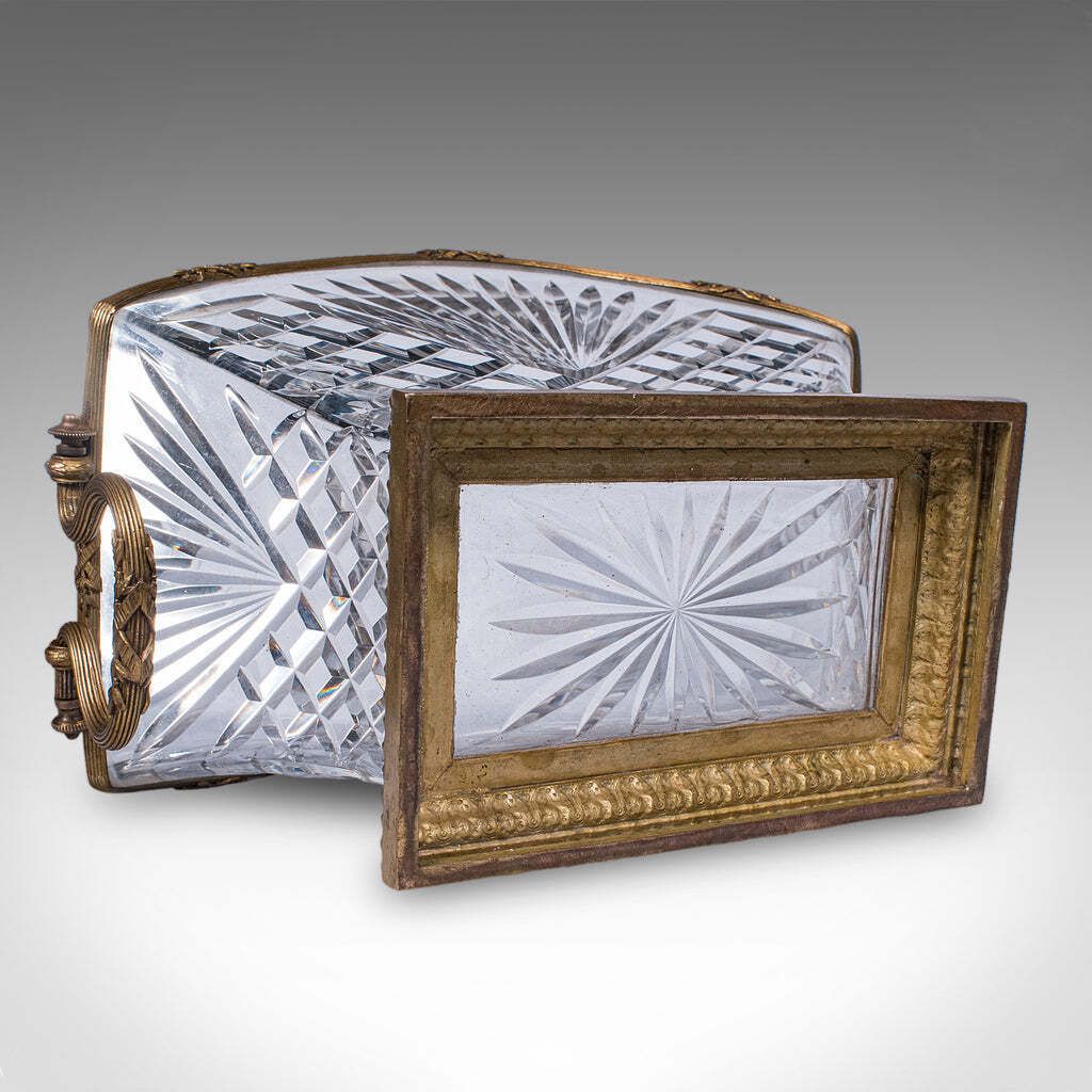 Home Decor Antique Serving Dish, French, Cut Glass, Ormolu, Bowl, Empire Taste, Victorian photo