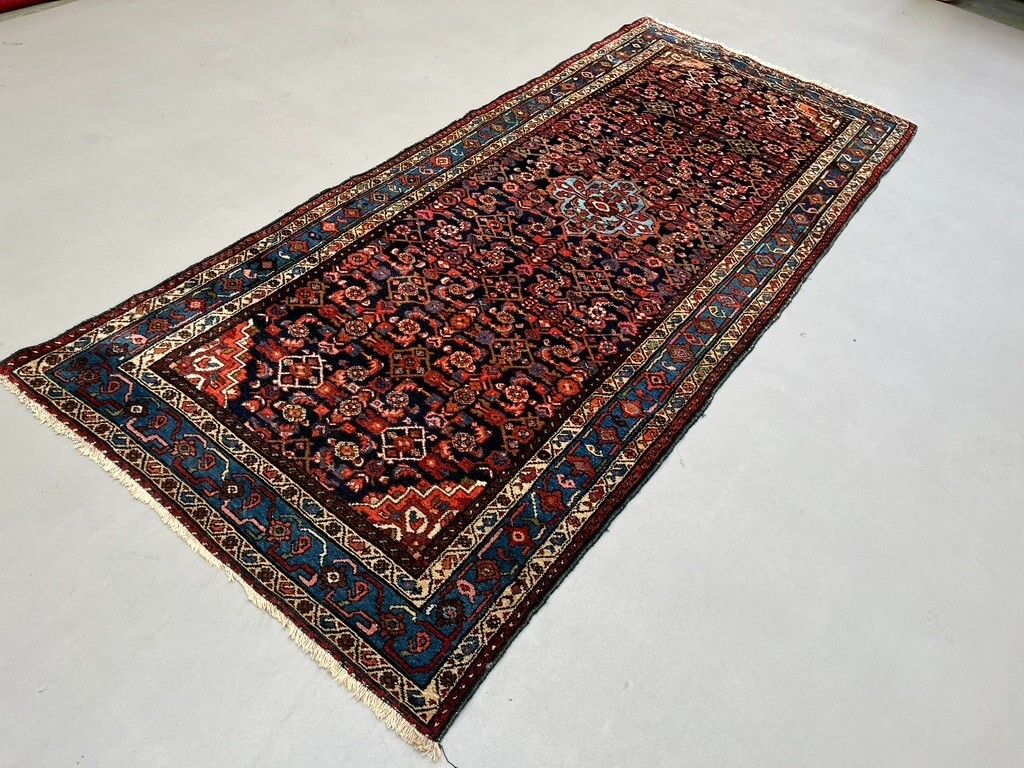 Vintage Rug 289x123 Cm, Medium, Tribal Oriental Carpet Navy Blue, Red 2465 photo vintage