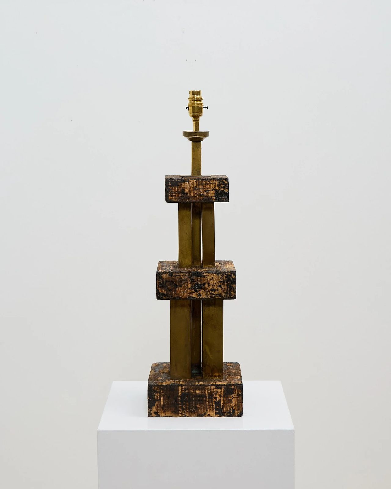 Kurk/messing lamp, jaren 1940 photo for sale