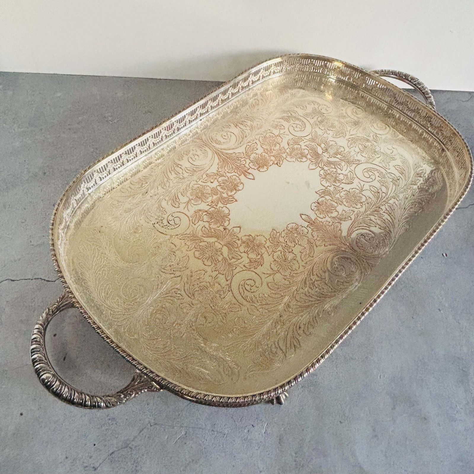 photo buy Large Vintage Silver Plated Tray