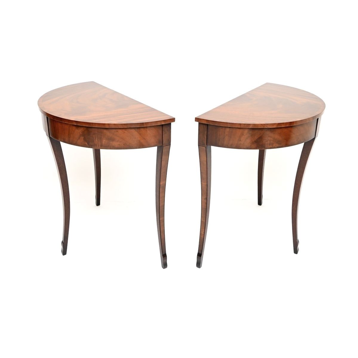 Pair Of Antique Mahogany Regency Style Console Tables photo vinterior