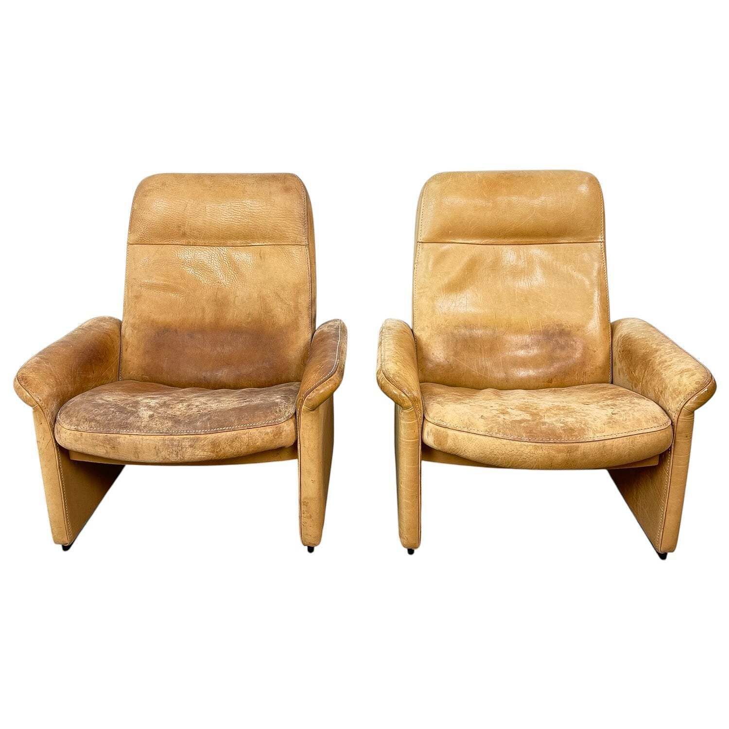 Paar De Sede Ds 50 Lederen Lounge Chairs photo Meubels
