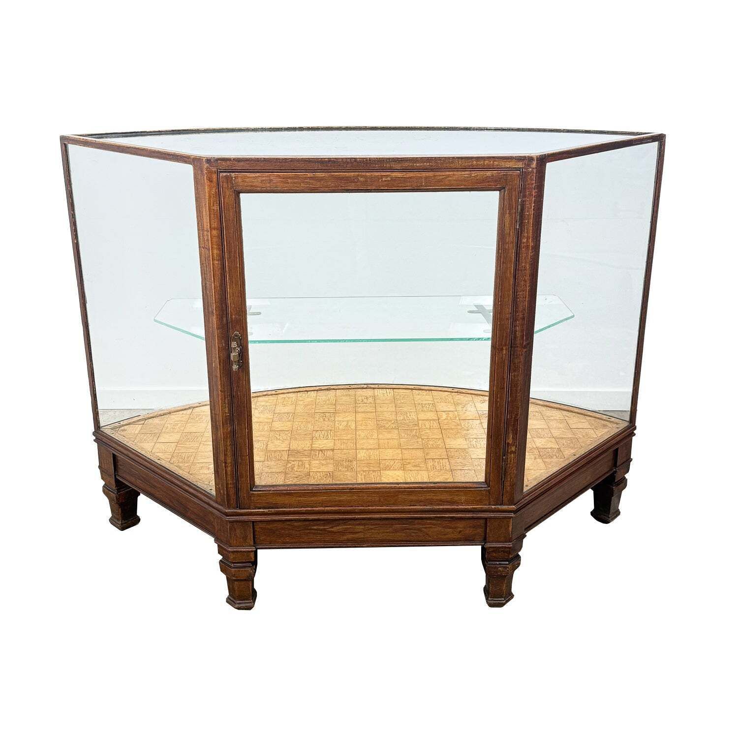 photo for sale Antieke vitrinekast met gebogen glas, winkeltoonbank