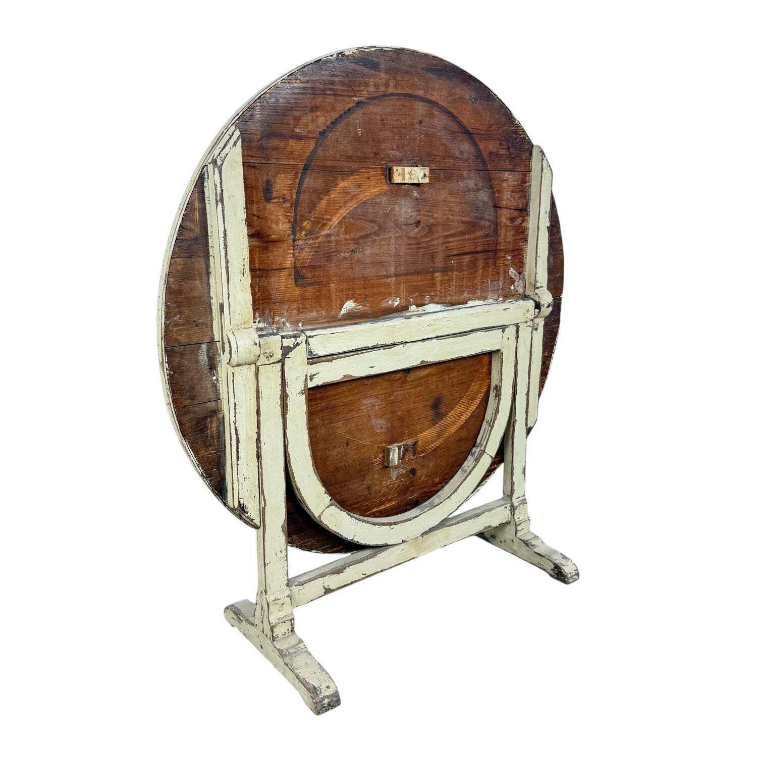 Antieke Franse opklapbare wijntafel met metalen blad photo 420.0