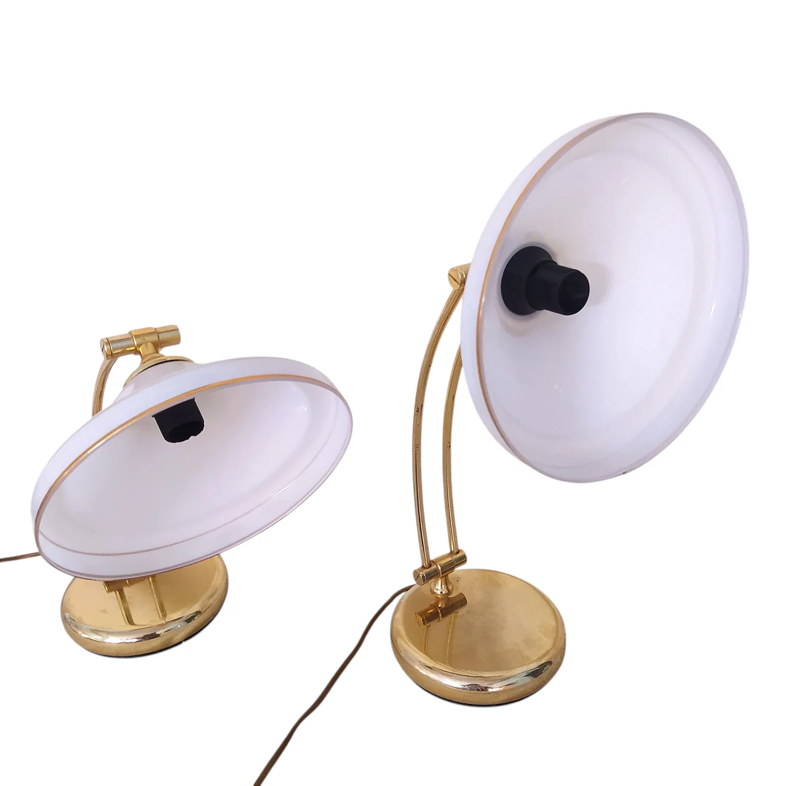 Paar Mid-Century Tafel/Nachtkastlampen met Dubbele Arm. photo vintage