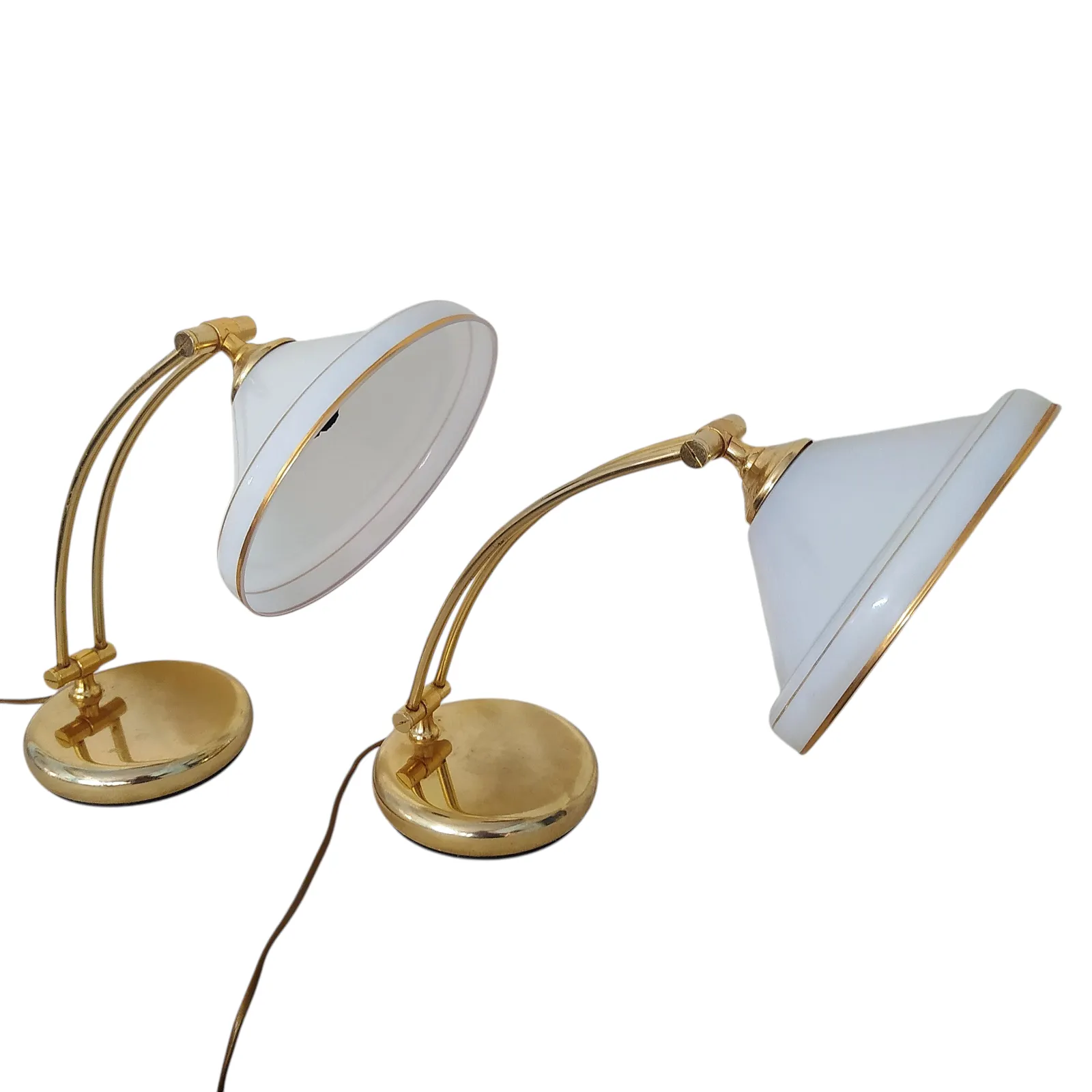 photo for sale Pair Of Mid Century Twin Arm Table/Bedside Lamps.
