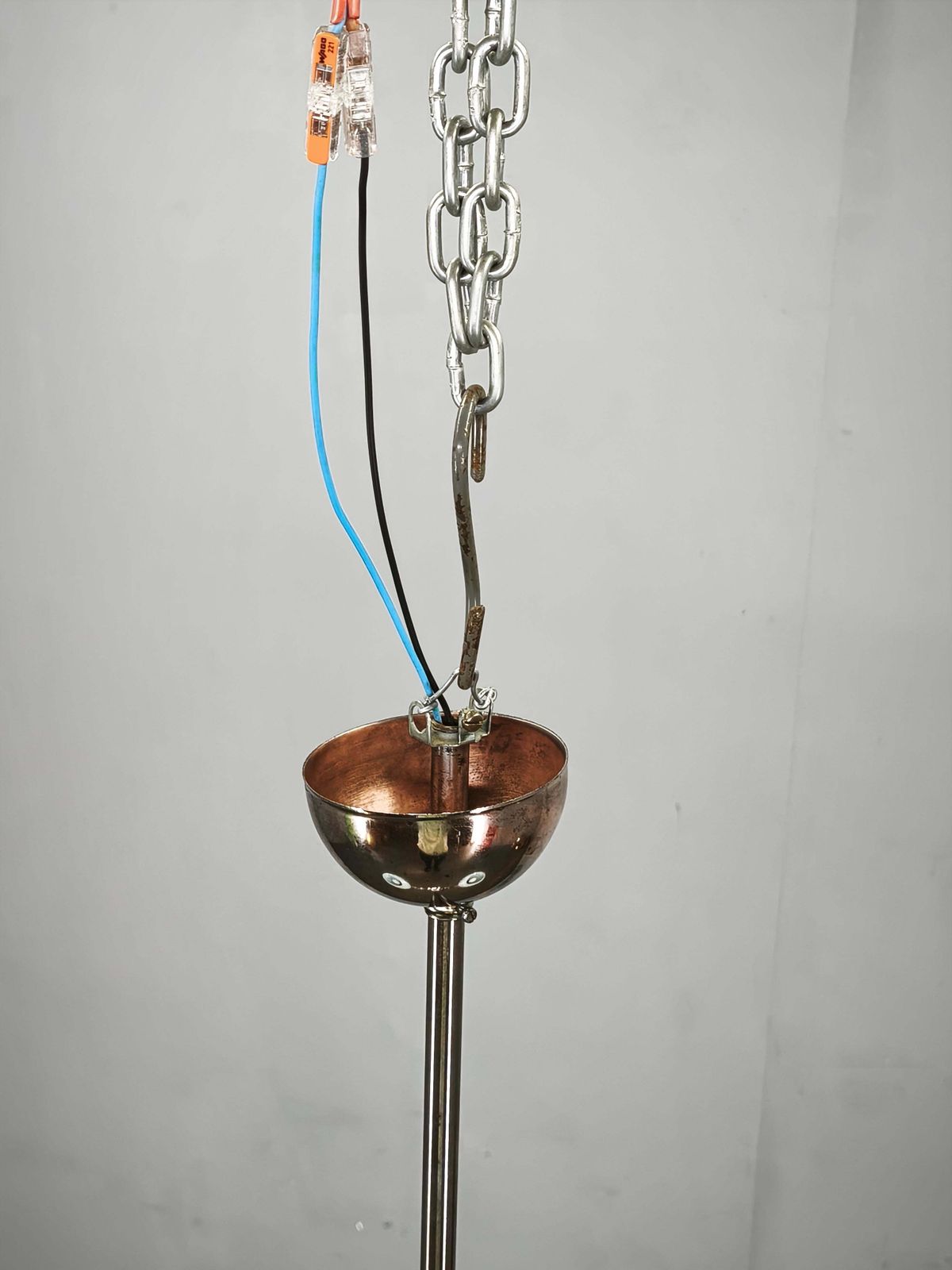 Art Deco Chromen Hanglamp met Opaalglaskapjes, Tsjecho-Slowakije, jaren 1930 photo vintage
