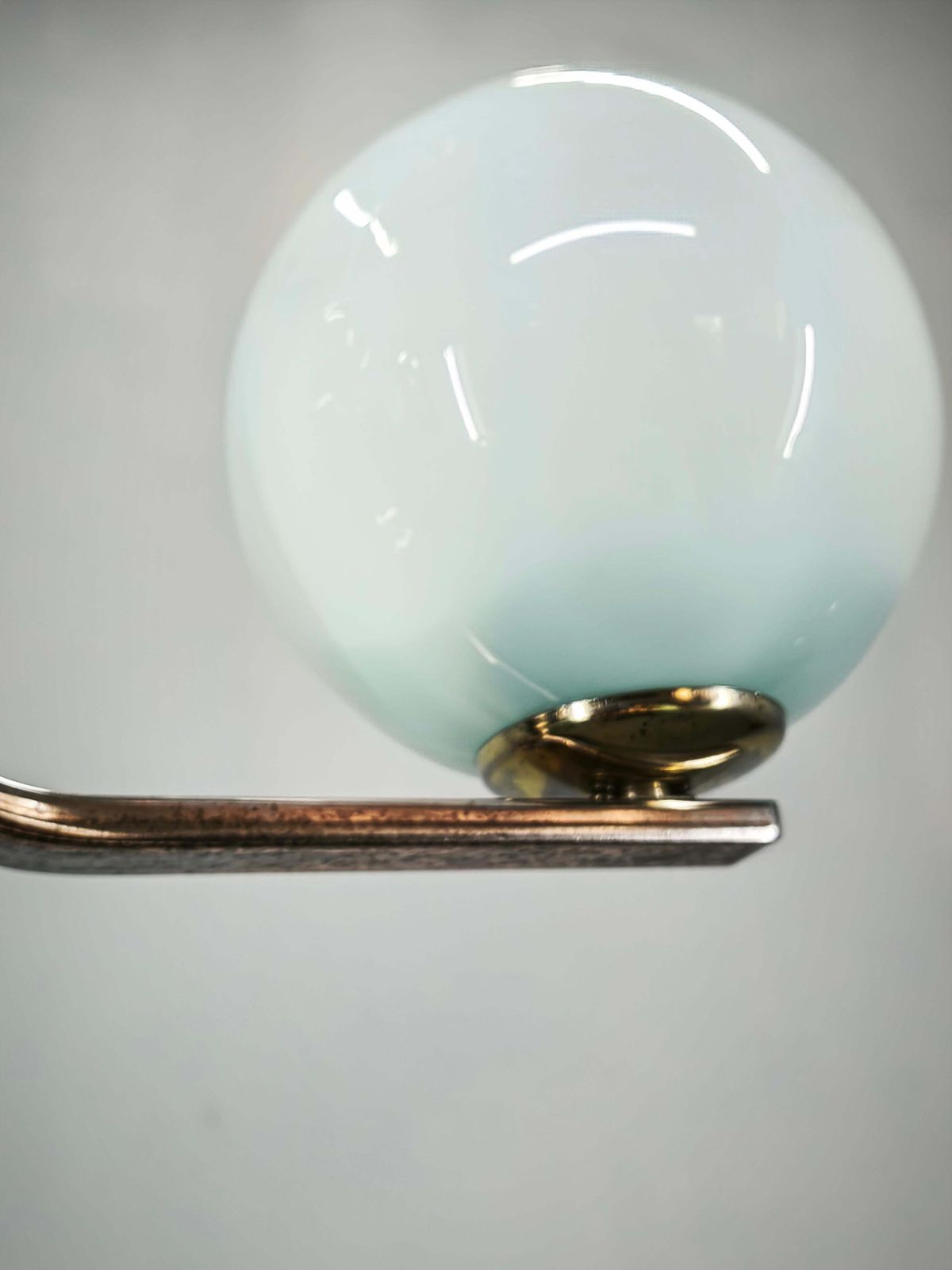 photo for sale Art Deco Chromen Hanglamp met Opaalglaskapjes, Tsjecho-Slowakije, jaren 1930