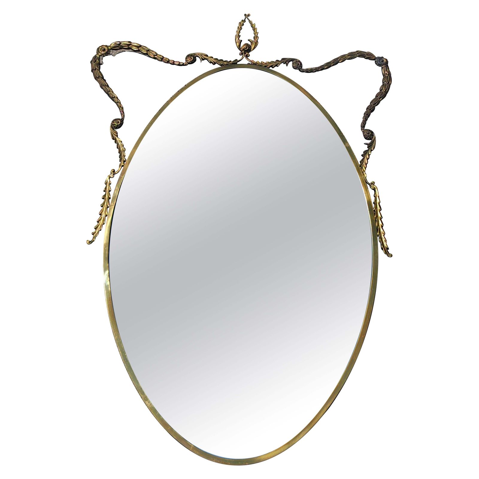 Lavish Hollywood Regency Mirror In Brass, Italy 1940s