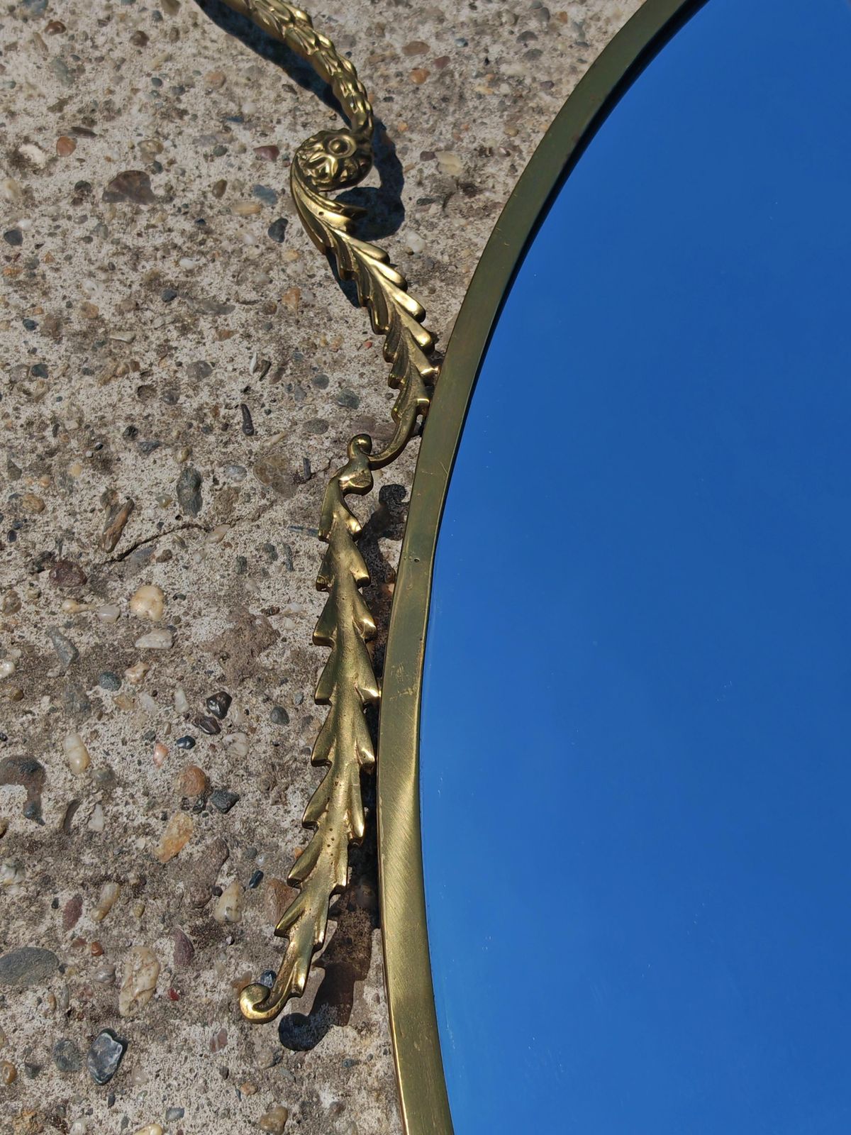 Lavish Hollywood Regency Mirror In Brass, Italy 1940s photo vintage