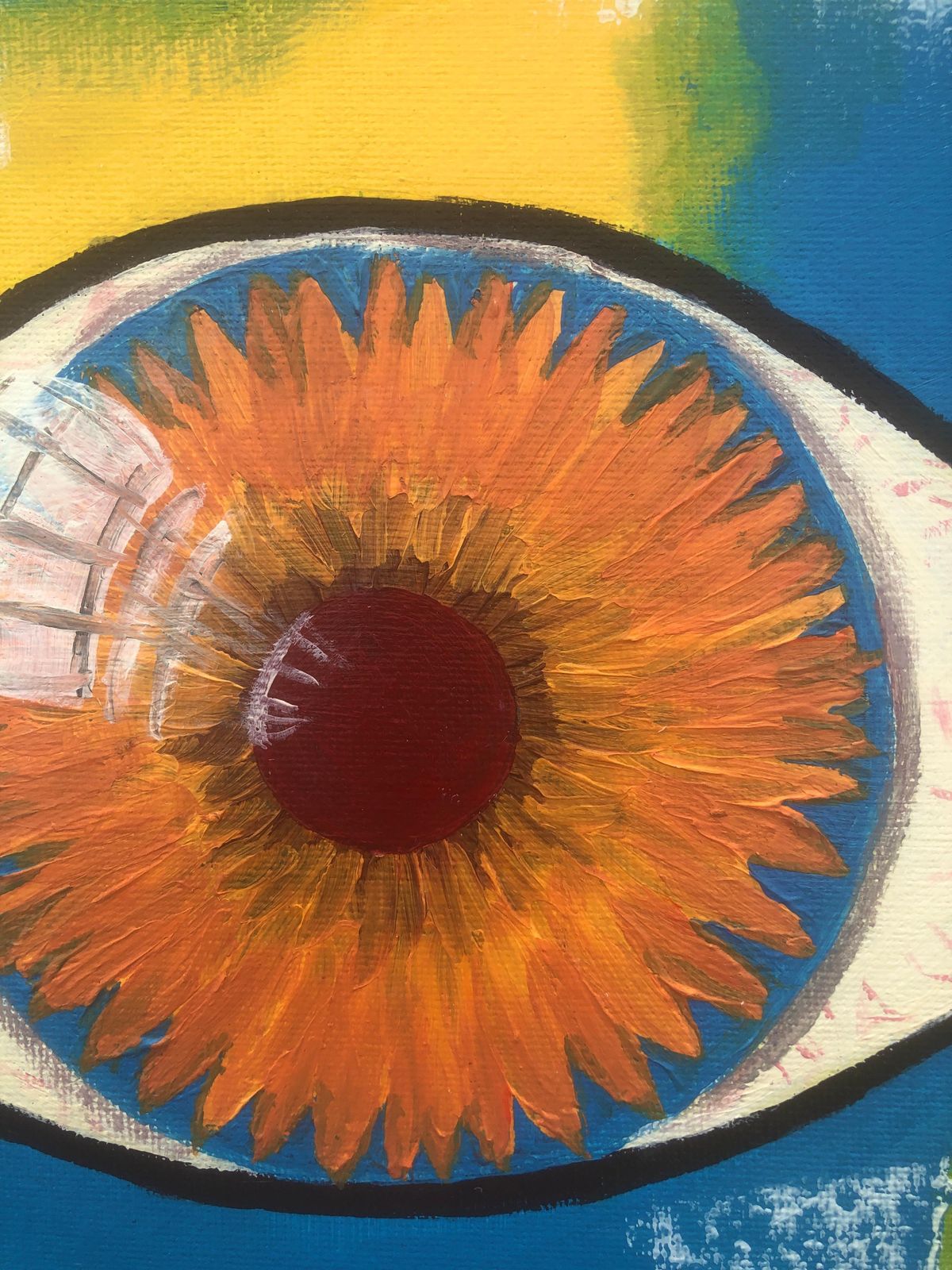 Alicia Ramos, « Symbolist Eye With Black Tear », peinture acrylique, hommage à l'Ukraine, art contemporain, 2022 photo Art