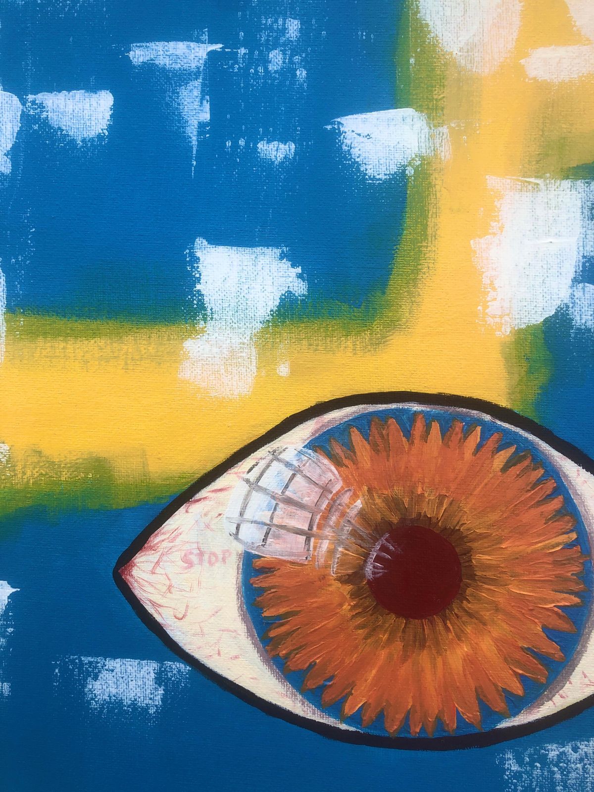 Alicia Ramos, « Symbolist Eye With Black Tear », peinture acrylique, hommage à l'Ukraine, art contemporain, 2022 photo 1000.0