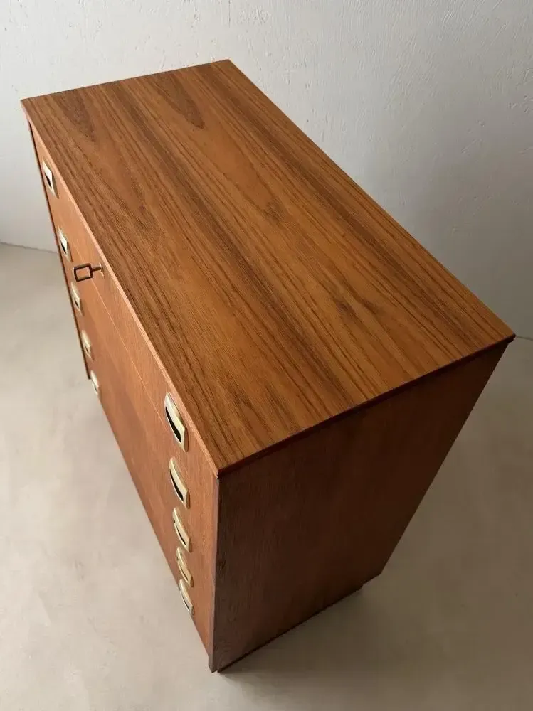 Swedish Mid Century Teak Chest Of Drawers, Five Drawers photo Furniture