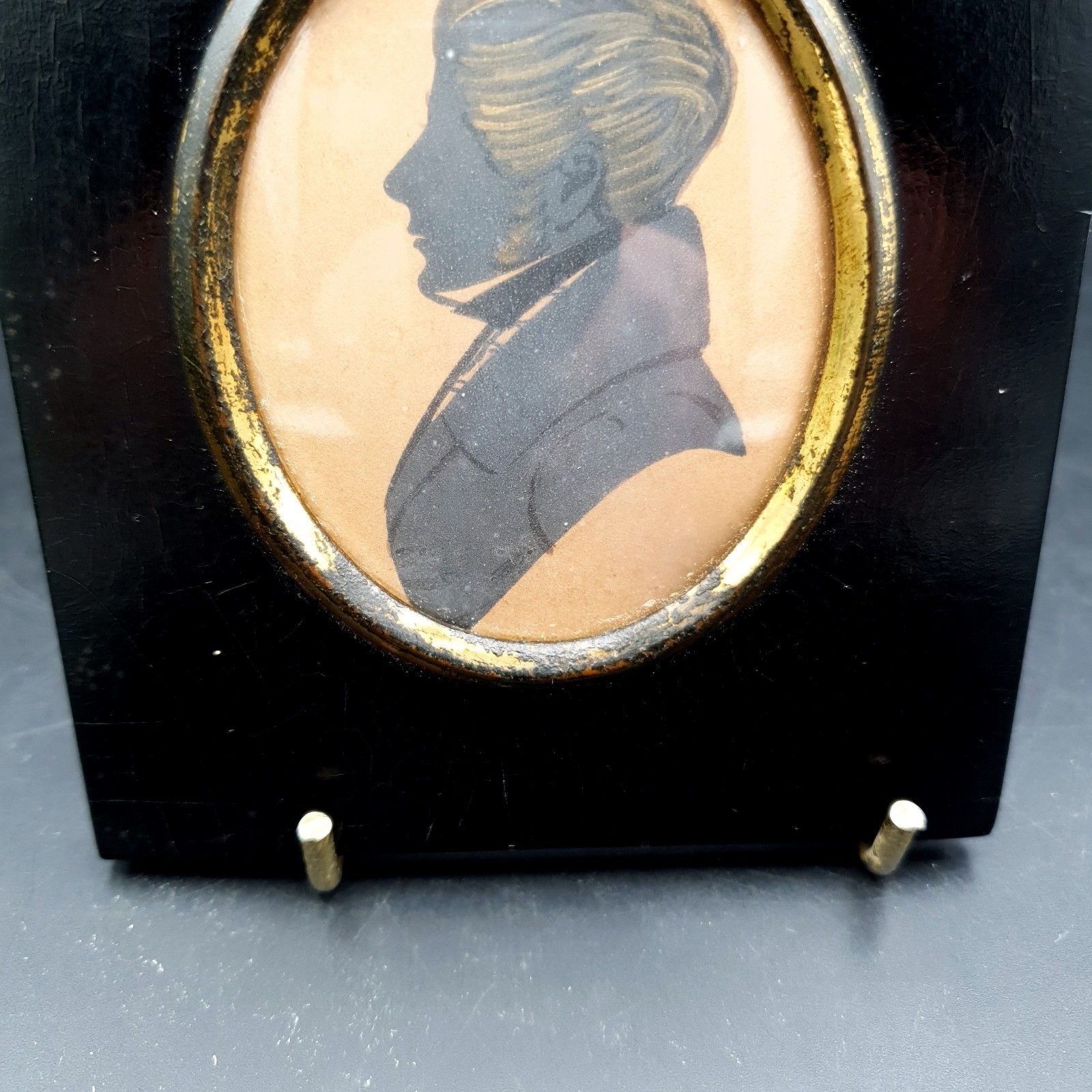 Antiek 19e eeuws profielportret, inkttekening, silhouet van een heer, Regency photo Kunst