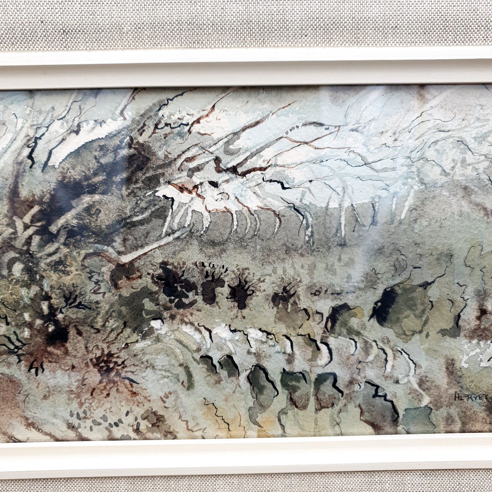 Vintage Signed Hervey Adams Abstract Watercolour 1969 Framed L46.8  Xh28.8cm photo vinterior