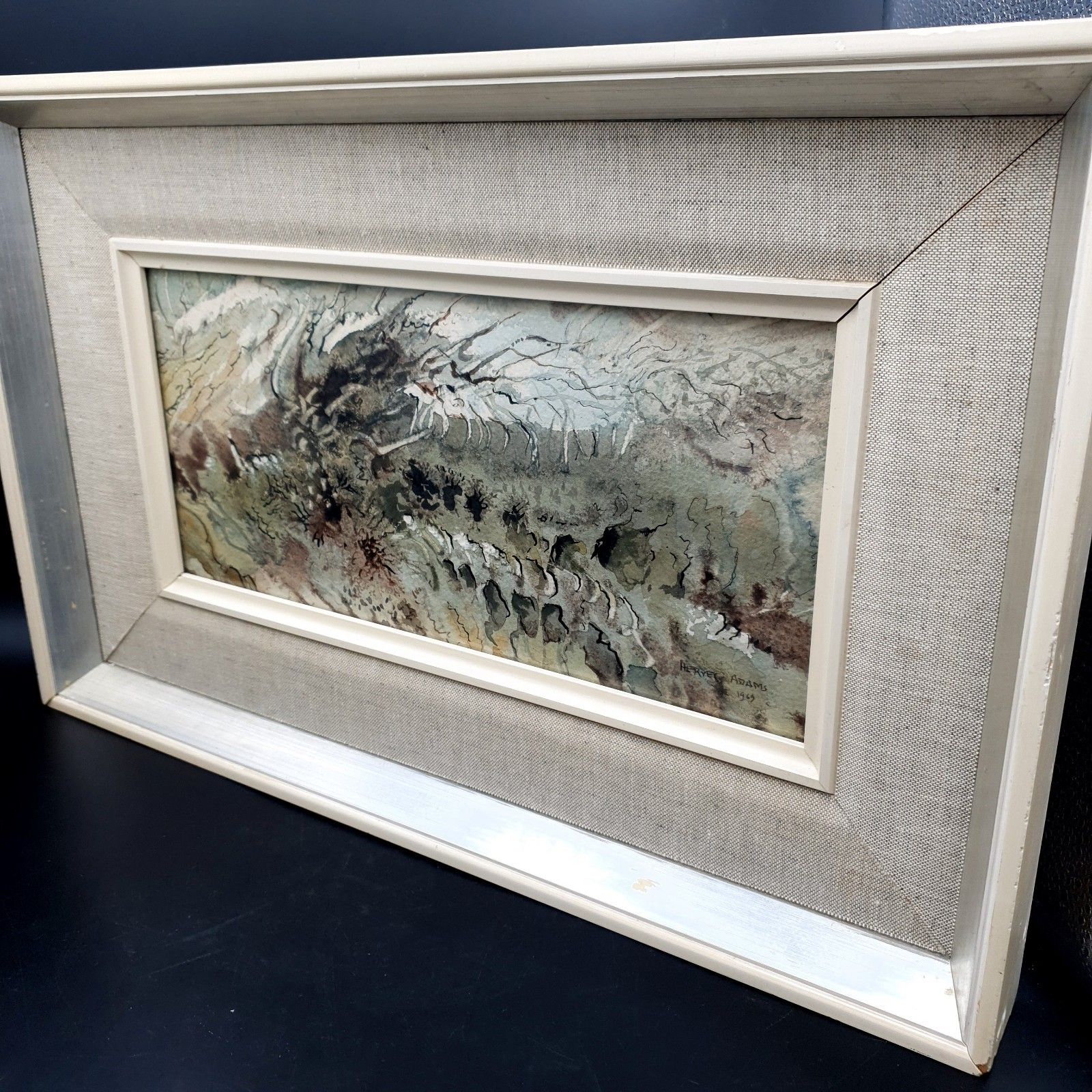 250.0 Vintage Signed Hervey Adams Abstract Watercolour 1969 Framed L46.8  Xh28.8cm photo