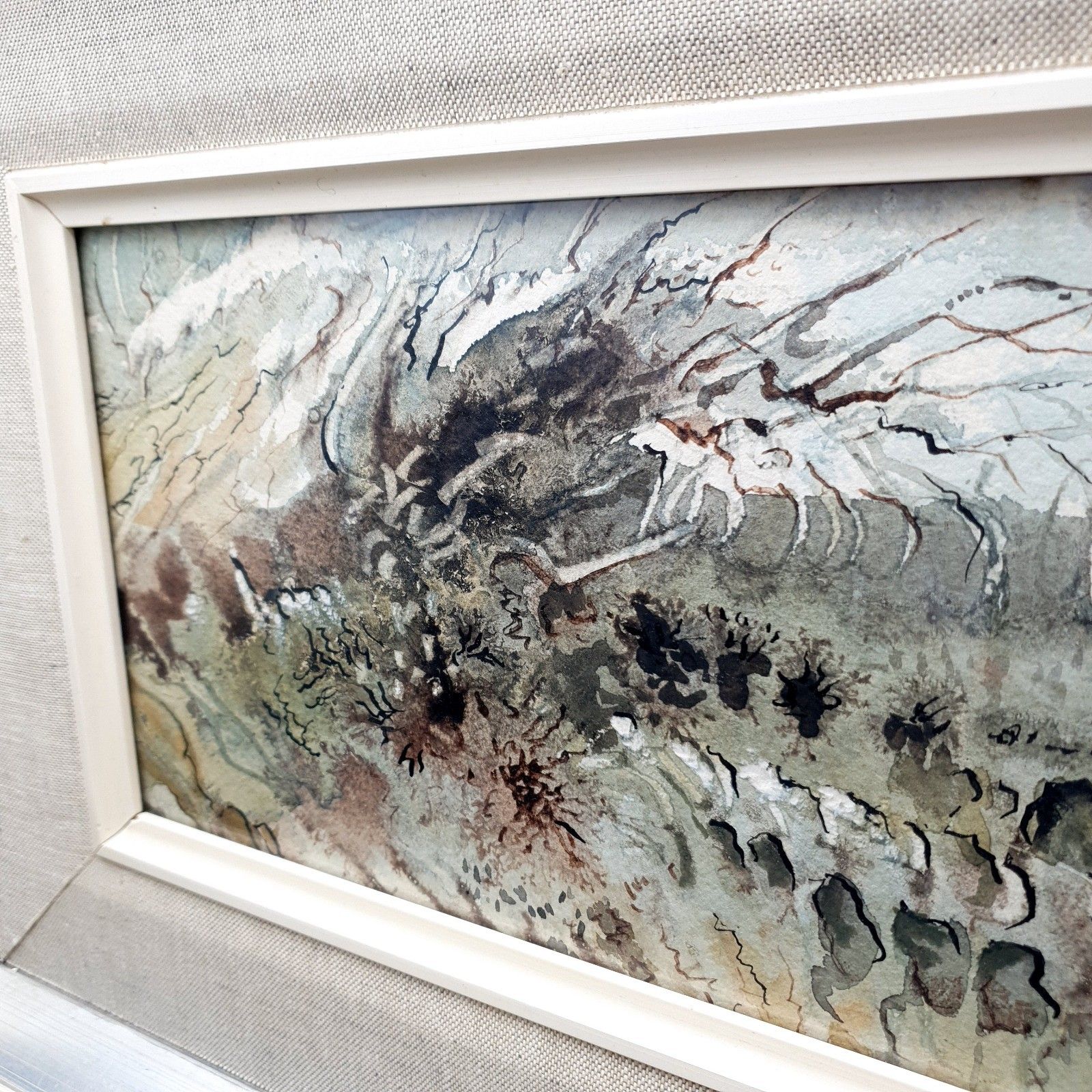 photo buy Vintage Signed Hervey Adams Abstract Watercolour 1969 Framed L46.8  Xh28.8cm