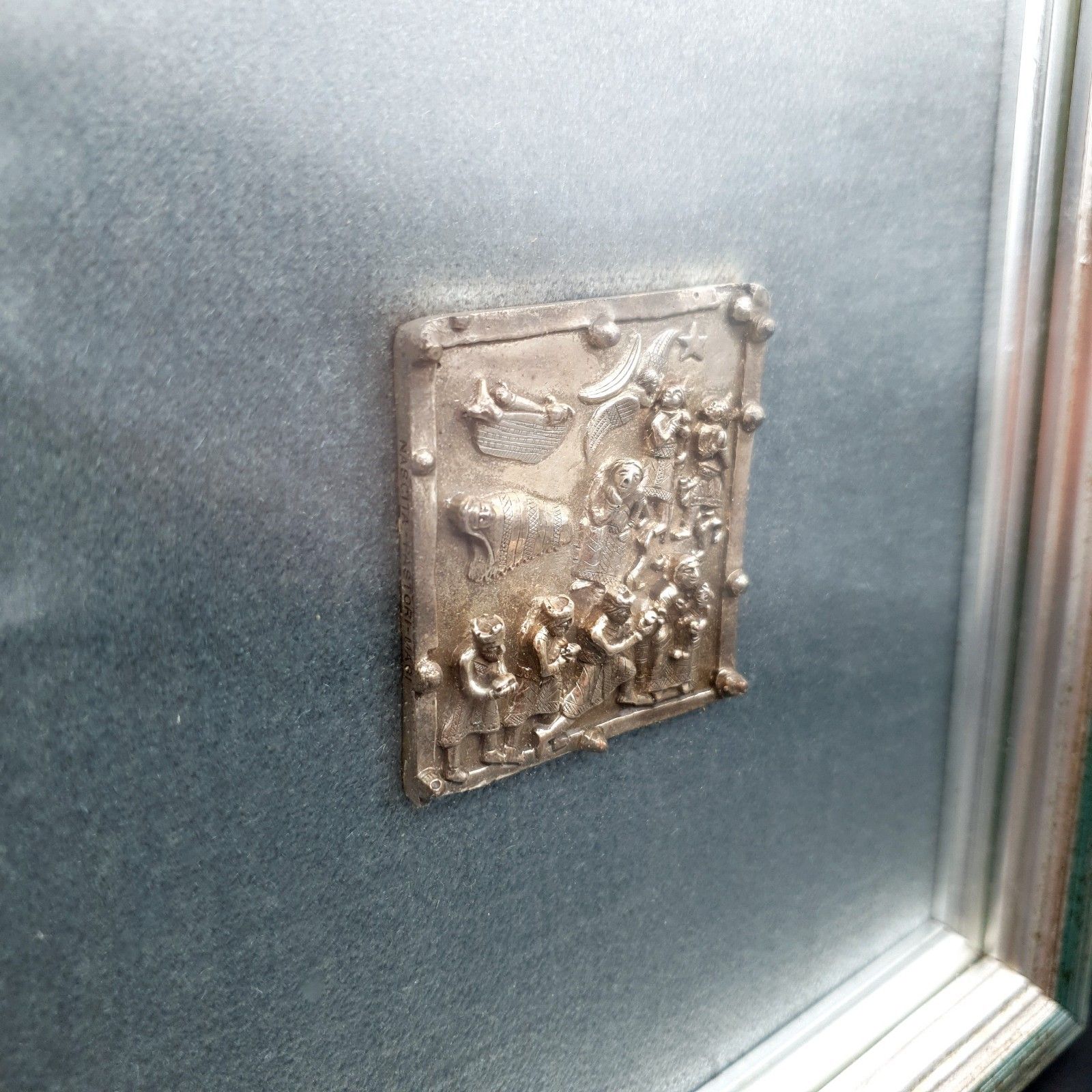 Fidia Gallery 925 Silver Plaque Flight Into Egypt Italy Rare 24.5cm Sq C1990s photo furniture