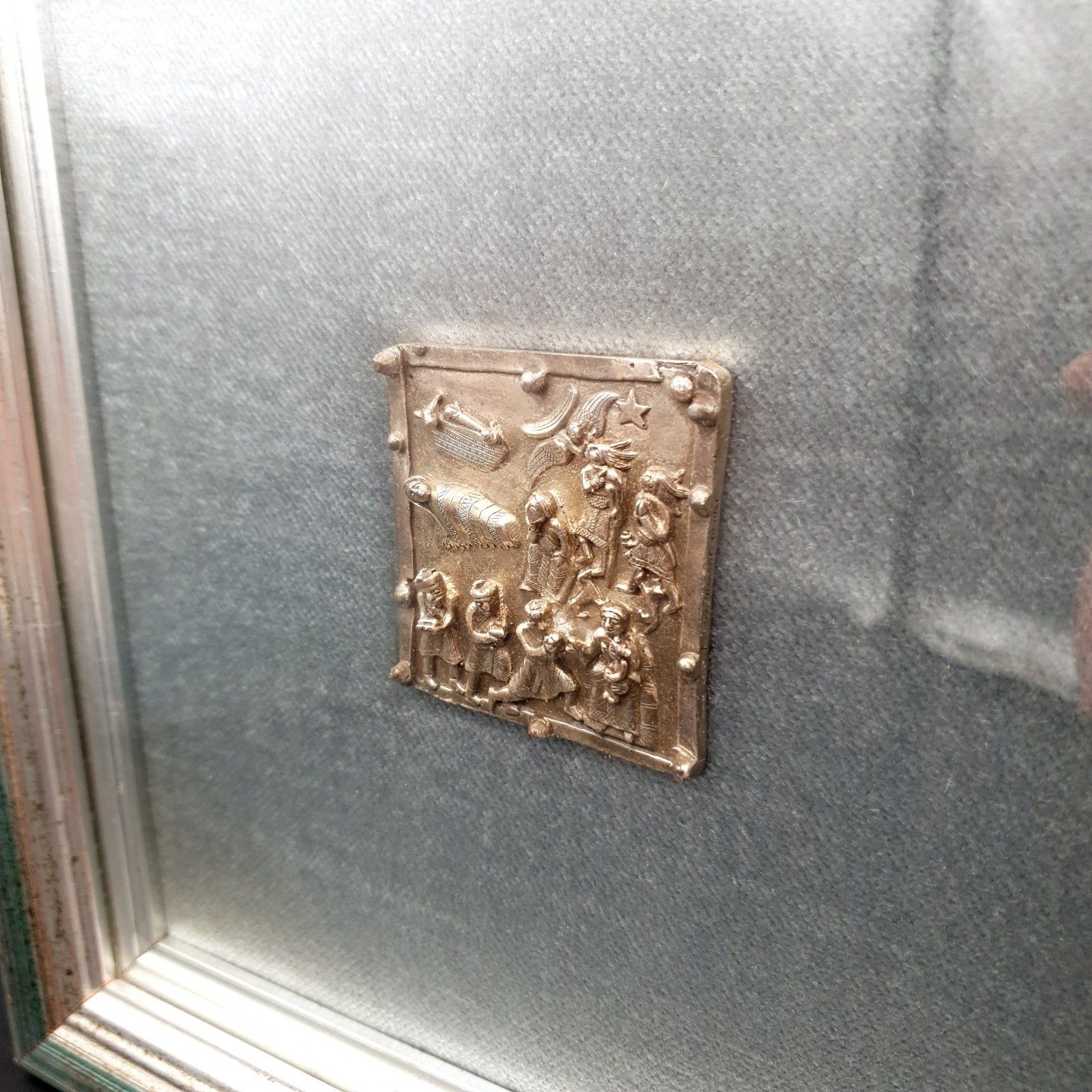 Fidia Gallery 925 Zilveren Plaquette Vlucht naar Egypte Italië Zeldzaam 24.5cm Vierkant Ca. 1990s photo Kunst