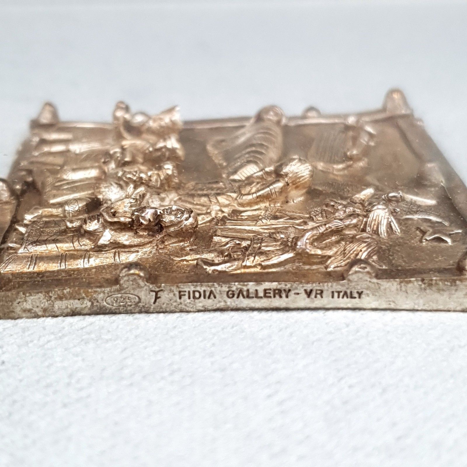 Fidia Gallery 925 Zilveren Plaquette Vlucht naar Egypte Italië Zeldzaam 24.5cm Vierkant Ca. 1990s photo buy