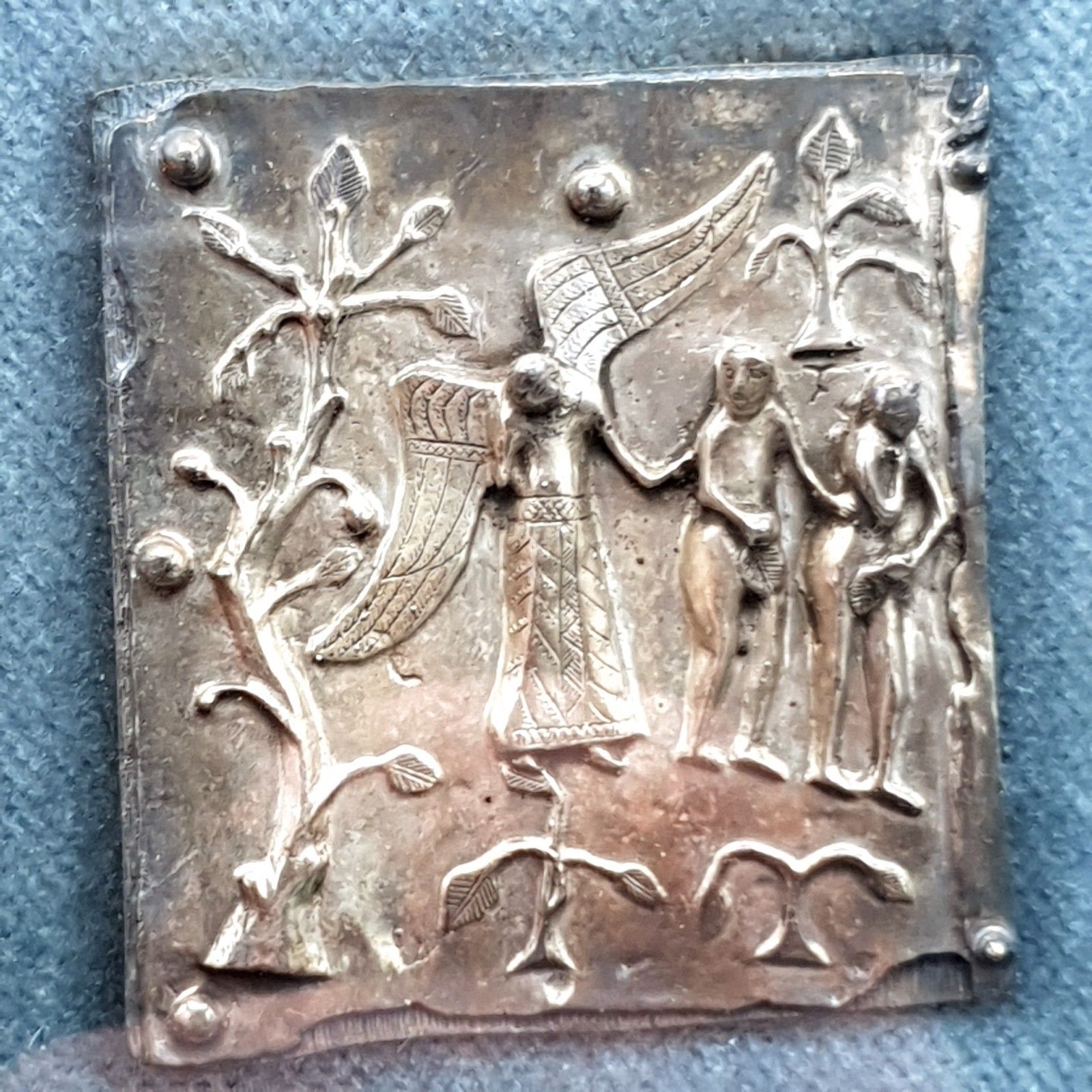 120.0 Fidia Gallery 925 Zilver Adam & Eva Hildesheim Bernward Deur 24,5 cm Vierkant C90s photo
