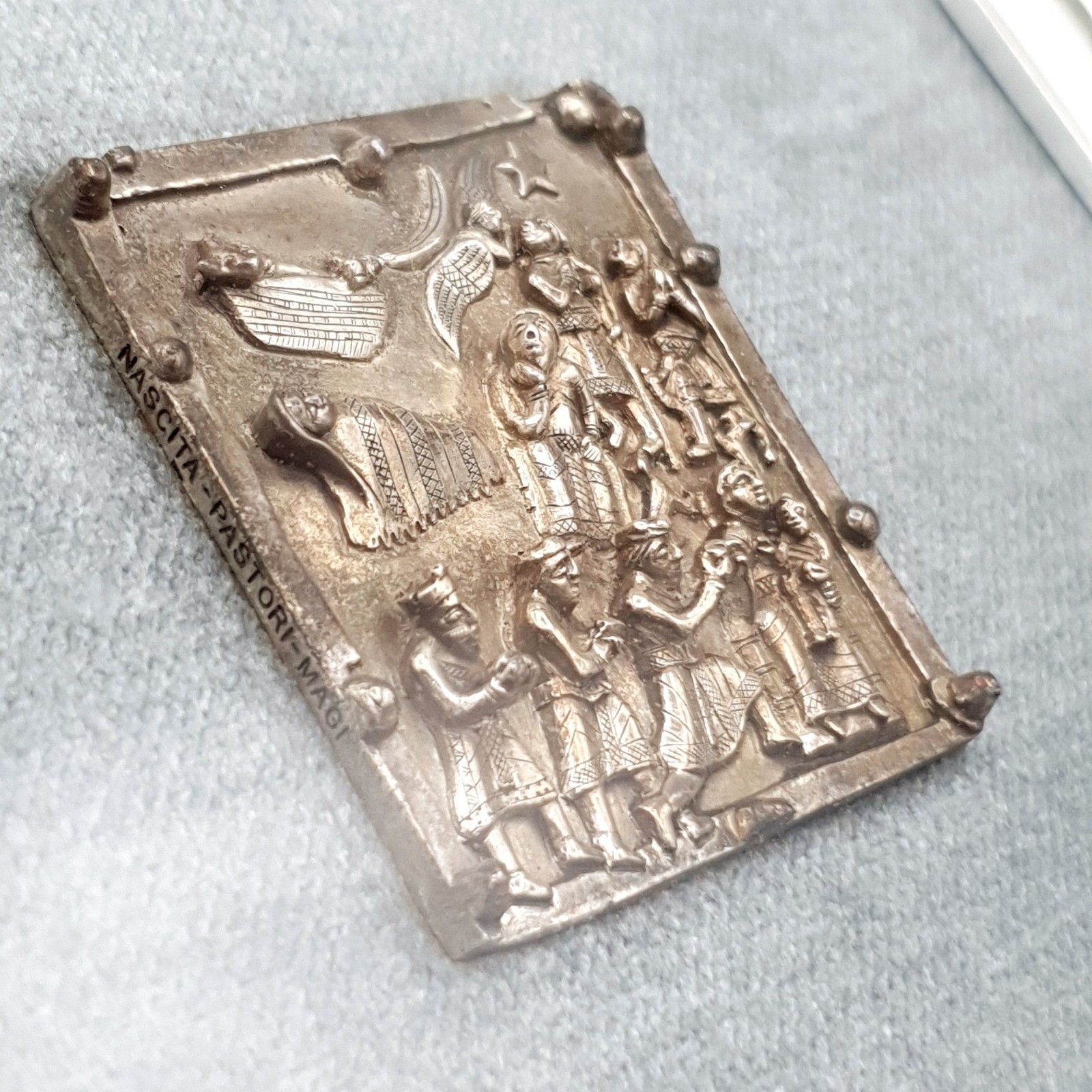 120.0 Fidia Gallery 925 Zilveren Plaquette Vlucht naar Egypte Italië Zeldzaam 24.5cm Vierkant Ca. 1990s photo
