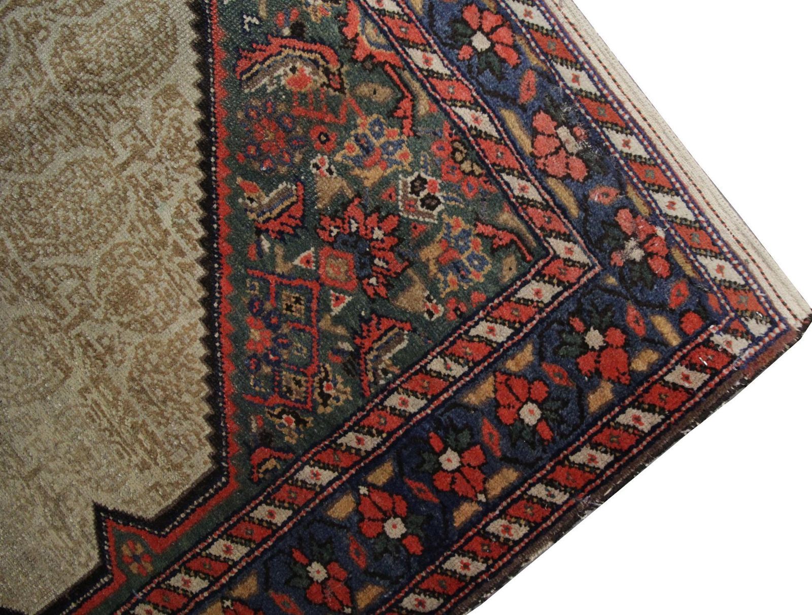 Handmade Carpet Antique Caucasian Rug, Beige Wool Oriental Living Room Rug photo 2405.0