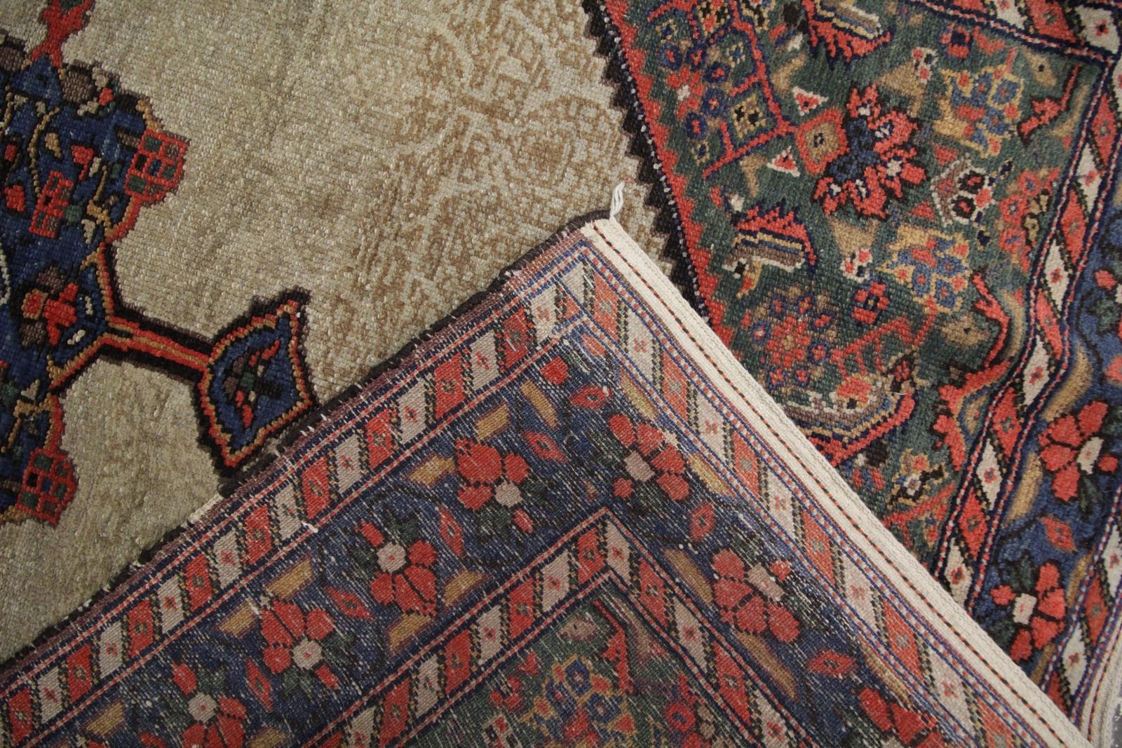 Handmade Carpet Antique Caucasian Rug, Beige Wool Oriental Living Room Rug photo vinterior