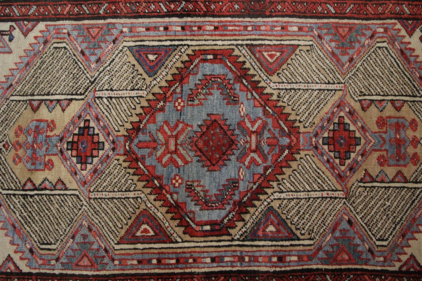 Handmade Antique Caucasian Rug, Oriental Deep Red And Beige Wool Rug For Bedroom photo Textiles