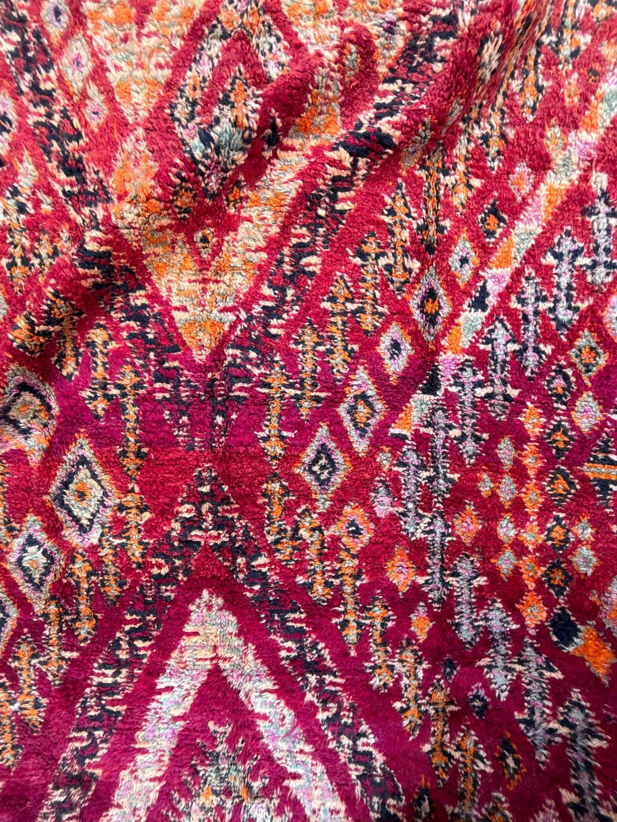 photo furniture Authentic Moroccan Vintage Boujad Berber Wool Rug 210x370 Cm  Handwoven Geometric Boho Area Carpet   Tribal Wool Rug , Moroccan Color Rug