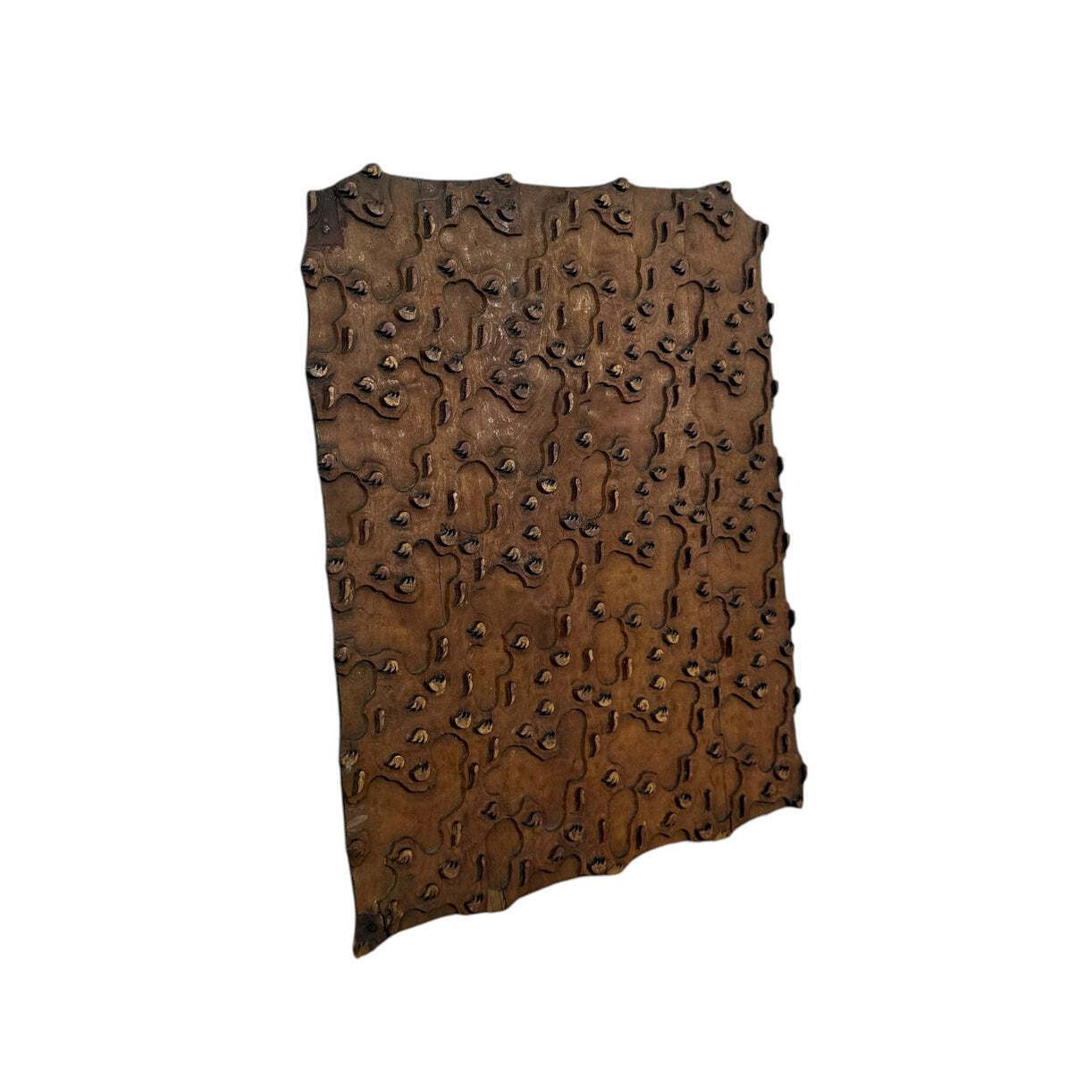 Groot antiek handgesneden houten textielstempelblok