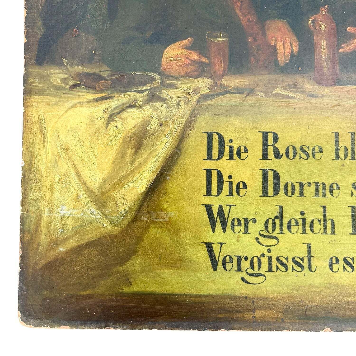 Antiek Duits-Frans caféschild – Die Rose Blüht photo Kunst