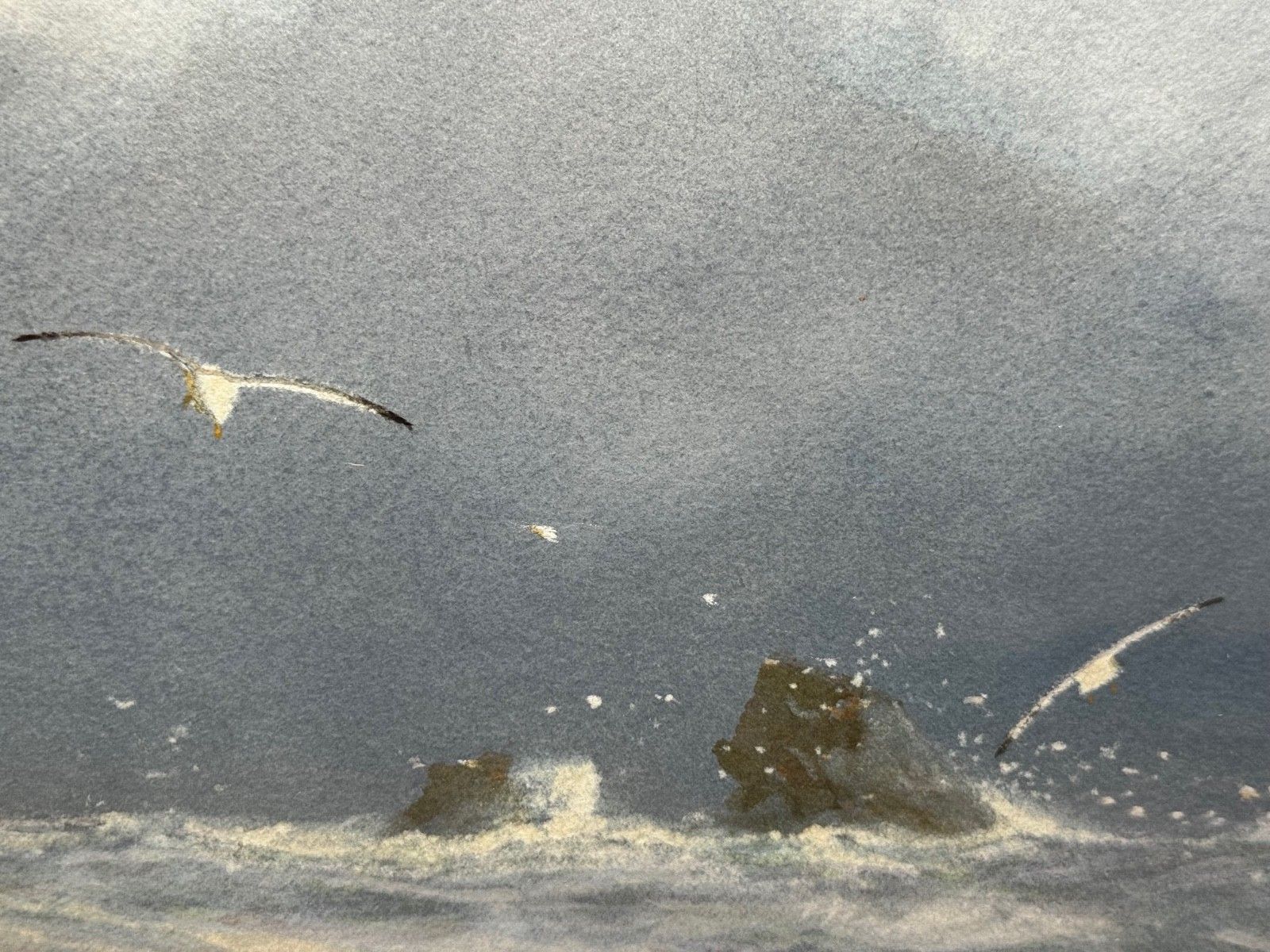 photo vinterior Groot Dramatisch Marineschillerij Scheepswrak Hoog Tij bij Trebarwith Strand Cornish Kust door Charles Sim Mottram Rba