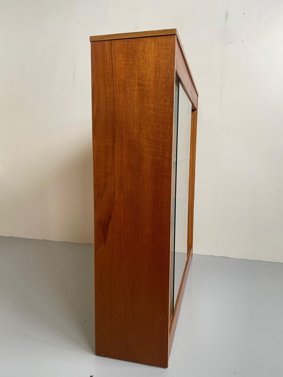 Mid Century Slim Vintage Paperback Bookcase Cabinet Glass Sliding Doors photo buy