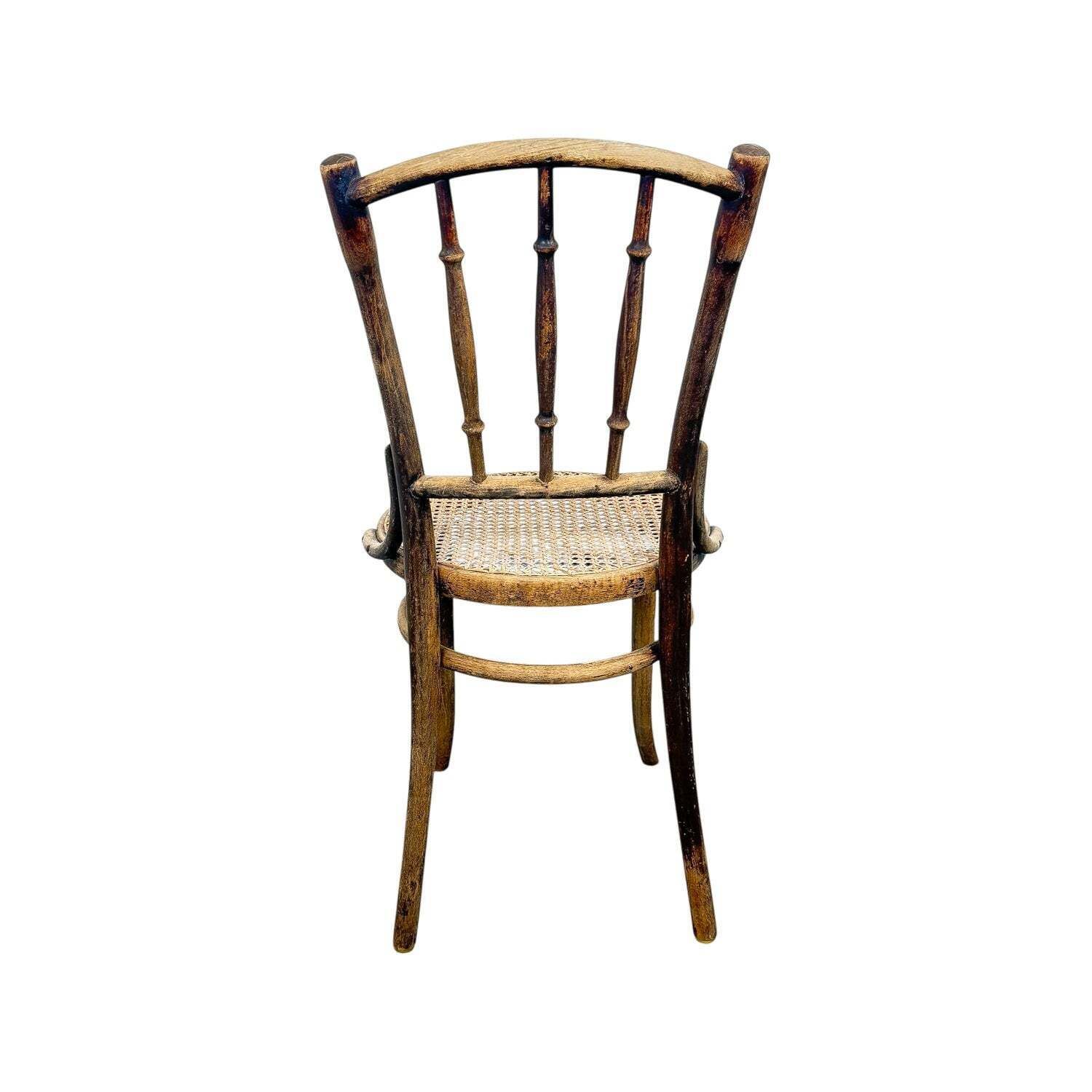 Antieke Thonet Bentwood Stoel met Rieten Zitting photo for sale