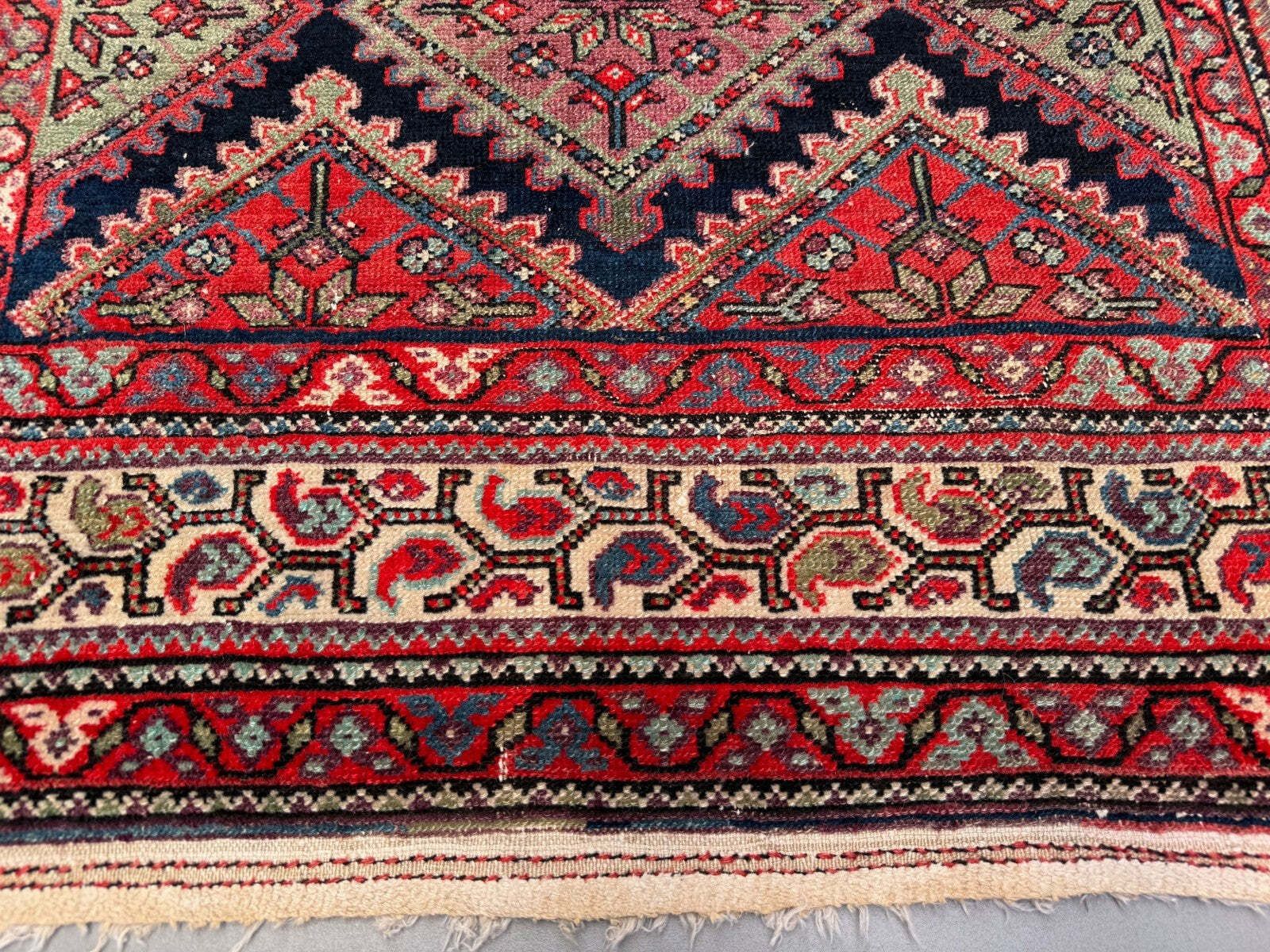 Vintage Rug 126x220 Cm, Medium, Tribal Oriental Carpet Navy Blue, Red photo 812.0