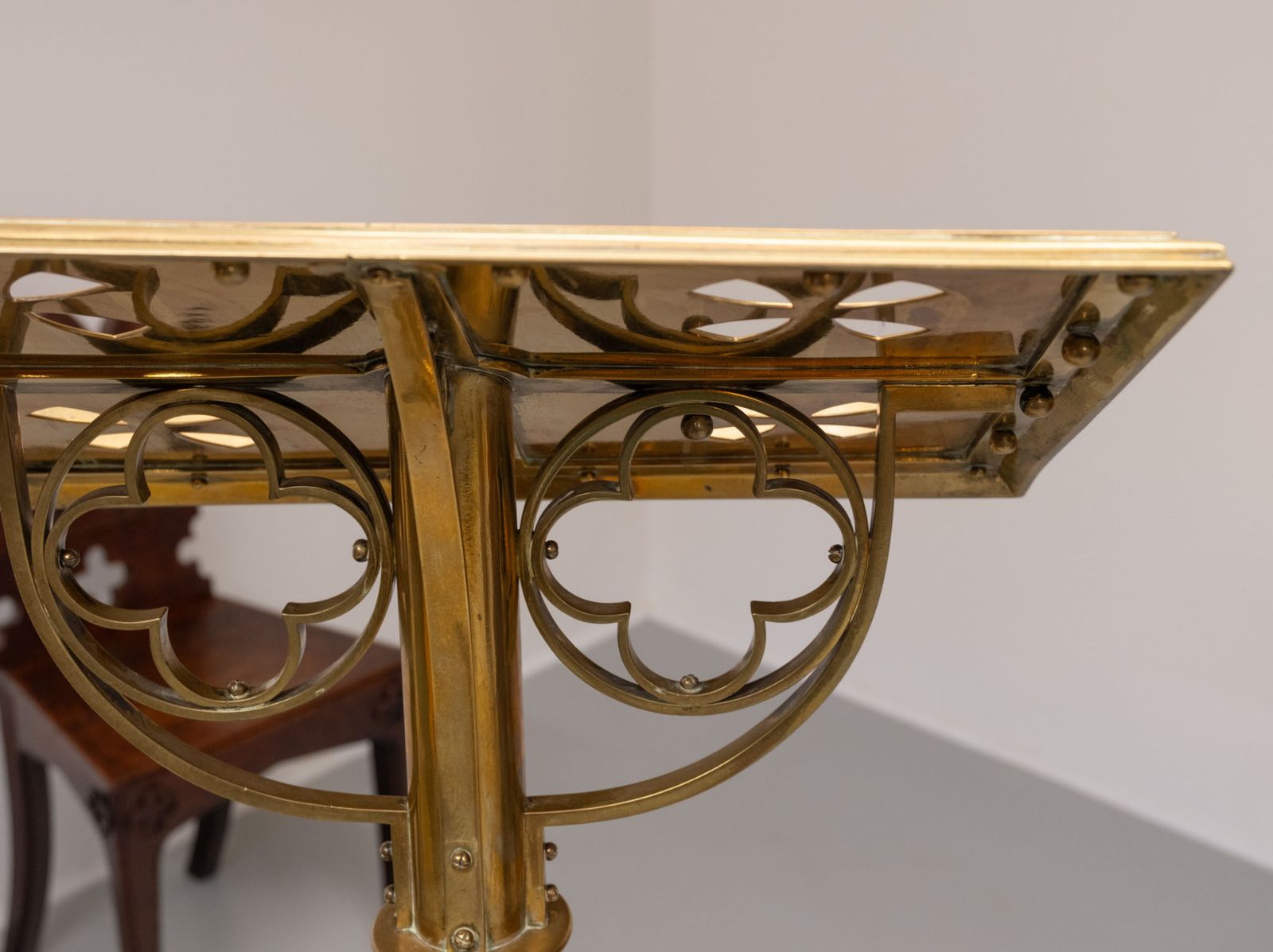 Late Victorian Brass Standing Church Gothic Lectern photo vintage