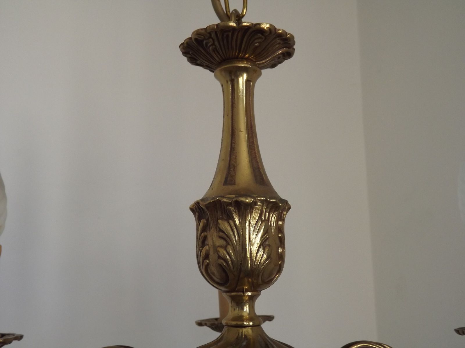 Franse bronzen kroonluchter – Traditionele mid-century stijl, 5 lichtpunten photo vintage