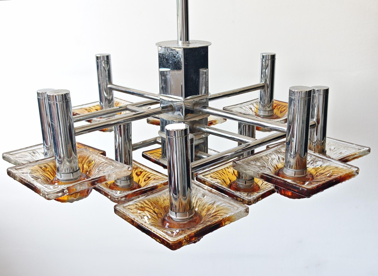 photo furniture 12-Lichts Kroonluchter In Getextureerd Muranoglas Van Carlo Nason Voor Av Mazzega