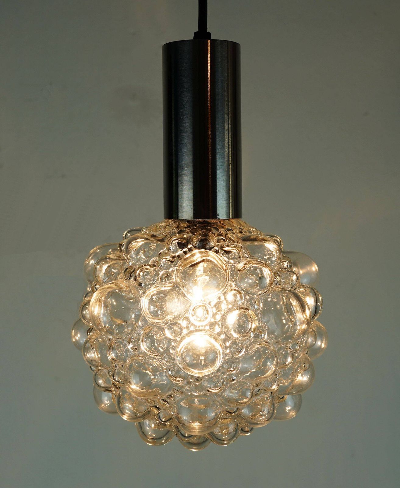 Kleine Mid-Century Bubble Hanglamp Helder Glas   2 Beschikbaar photo vintage