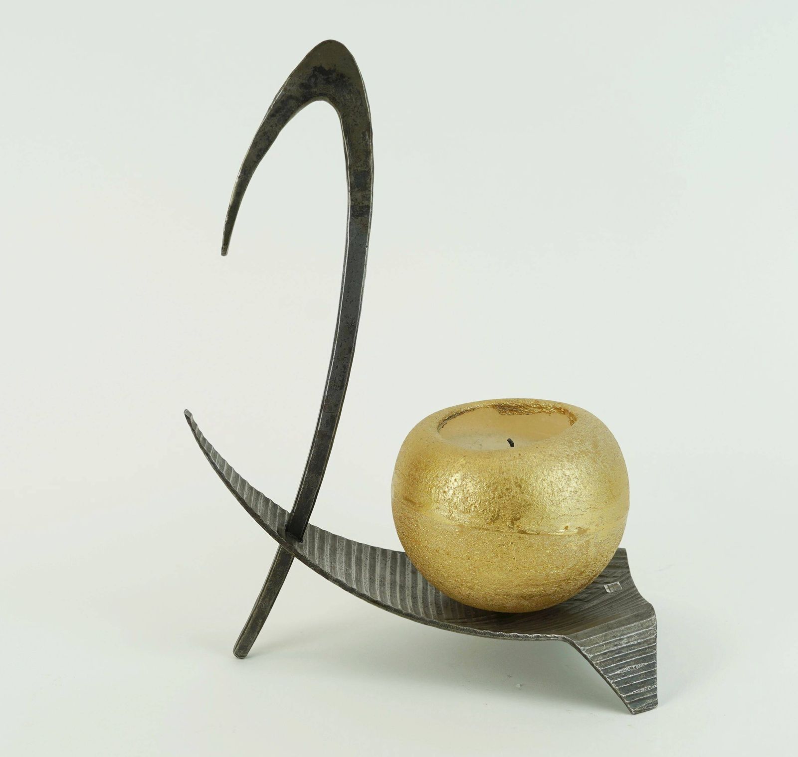 photo buy Sculptural Mid Century Modern Brutalist Iron Candle Holder 1960s 1970s