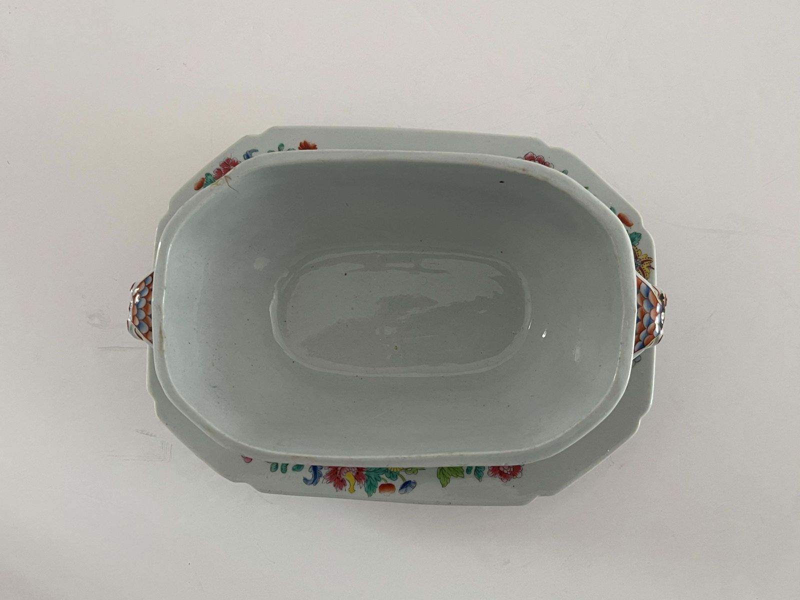 Georgische Spode Sauskom, Deksel en Onderschotel, Willis Patroon 2148, ca. 1810 photo vintage