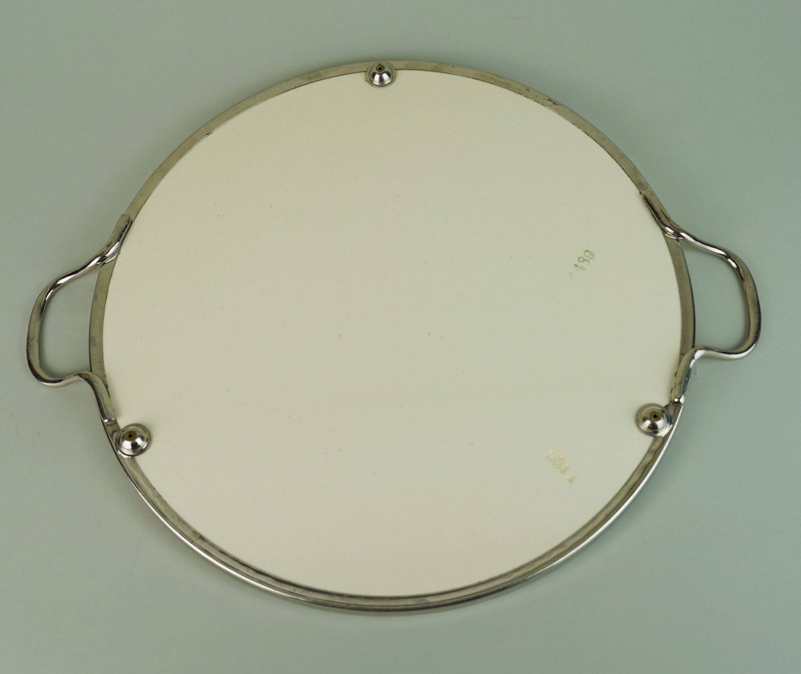 Art Deco Plum Decorated Ceramic And Metal Cake Stand photo vinterior