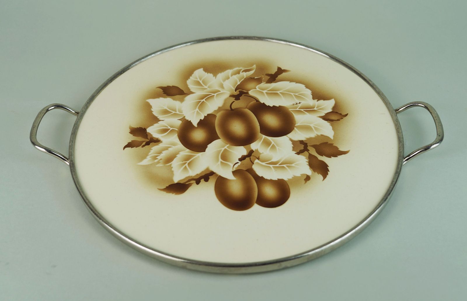 Home Decor Art Deco Plum Decorated Ceramic And Metal Cake Stand photo