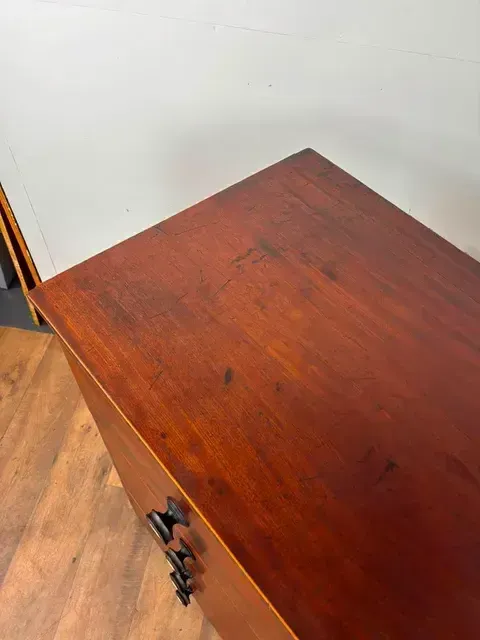Victorian Mahogany Inlaid Secretaire Chest Of Drawers photo for sale