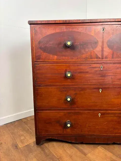 Victorian Mahogany Inlaid Secretaire Chest Of Drawers photo buy