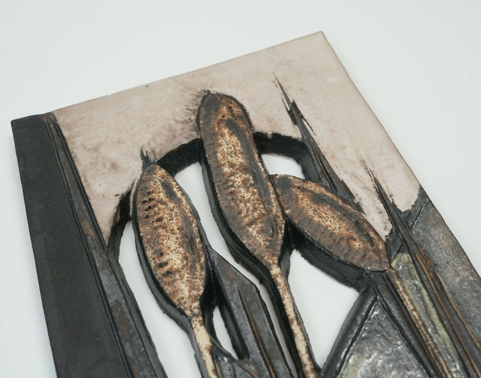 2 carreaux muraux vintage décoratifs, années 1970, Ruscha Keramik, motif floral photo vinterior