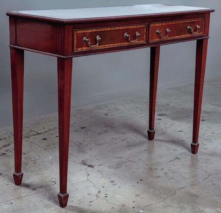 Console Table, Inlaid Mahogany With 2 Drawers.