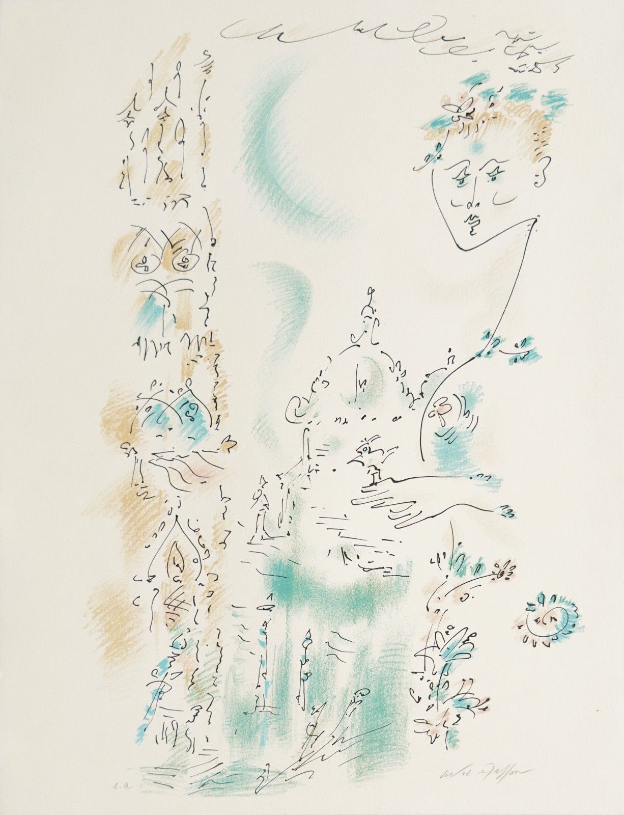 André Masson Gesigneerde Lithografie Genummerd Venice In Flowers 1975 Mourlot